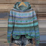 Boheme Strik Hoodie med Mønster – Varm og Farverig Hverdagsstil