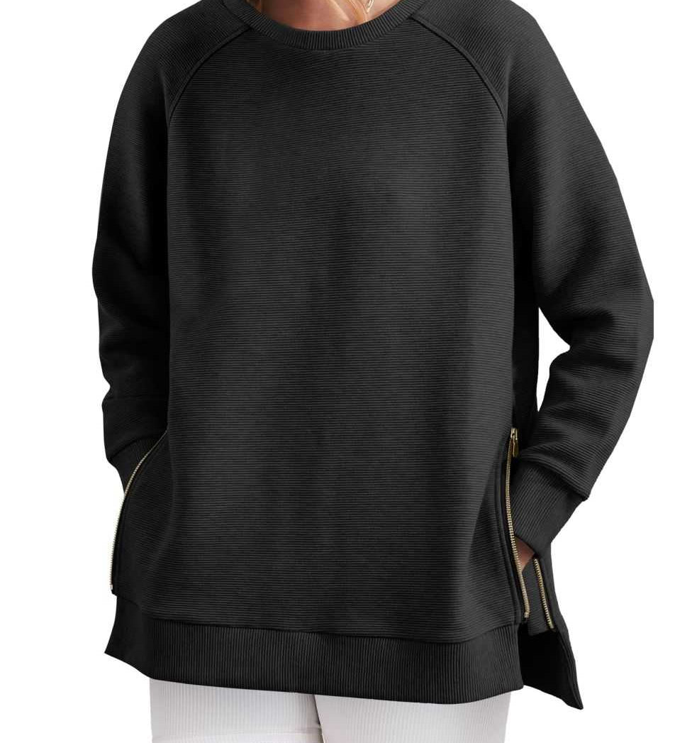 Oversized Sweatshirt med Rund Hals og Slids