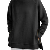 Oversized Sweatshirt med Rund Hals og Slids