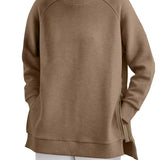 Oversized Sweatshirt med Rund Hals og Slids