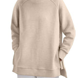 Oversized Sweatshirt med Rund Hals og Slids