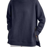 Oversized Sweatshirt med Rund Hals og Slids