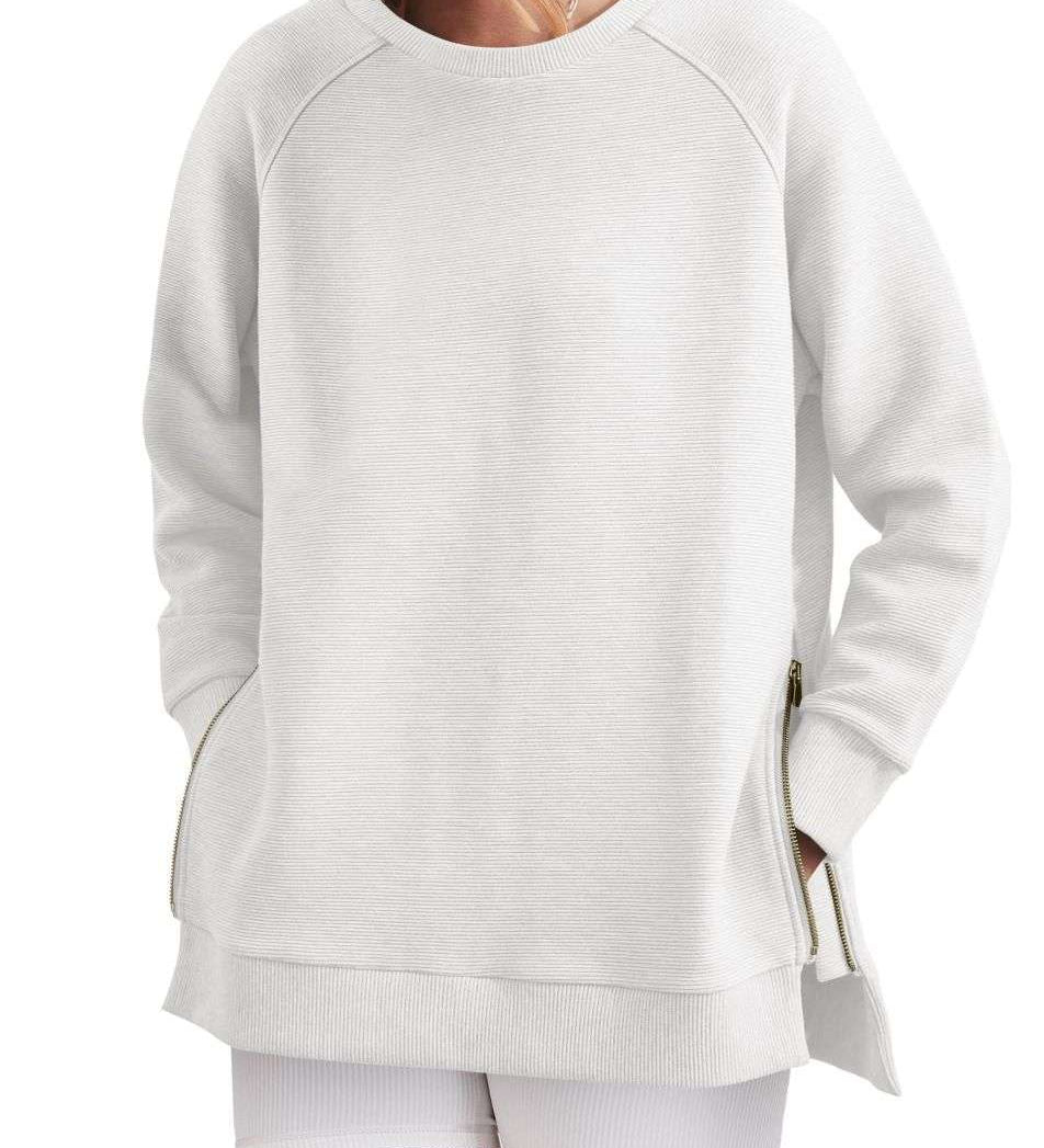 Oversized Sweatshirt med Rund Hals og Slids