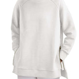 Oversized Sweatshirt med Rund Hals og Slids