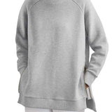 Oversized Sweatshirt med Rund Hals og Slids