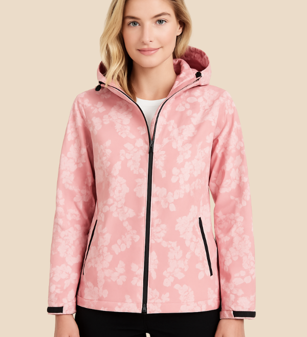 Vandtæt softshell damejakke med hætte og varm fleeceforing