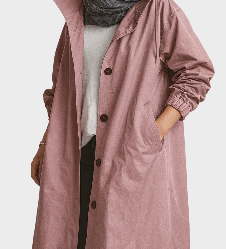 Mellemlang frakke med enkel lukning og afslappet pasform – tidløs komfort til hverdagen