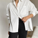 Oversize Skjorte med Klassisk Krave – Minimalistisk Stil