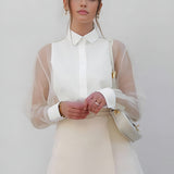 Skjorte med Gennemsigtige Ærmer – Elegant & Moderne Look