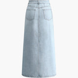 Lang Denim Nederdel med Slids – Klassisk lommers Design