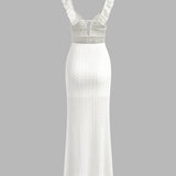 Elegant Maxikjole med Cut-Out og Flettestruktur