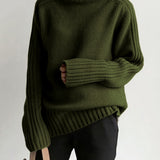 Ribstrikket Rullekrave Sweater med Oversized Pasform