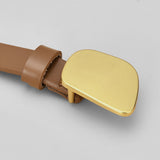 Moderne Smalt Bælte – Organisk Guldspænde & Beige Finish