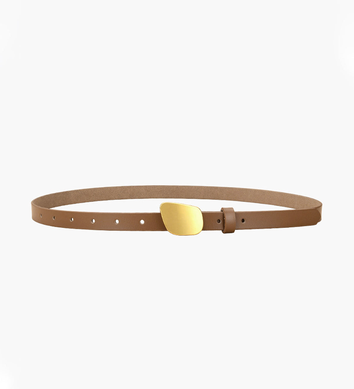Moderne Smalt Bælte – Organisk Guldspænde & Beige Finish
