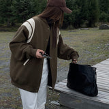Oversized Varsity Bomberjakke Dame | Armygrøn Retrostil