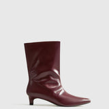 Bordeaux ankelstøvler med kitten heel – Elegant læderlook