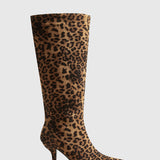 Knæhøje Stiletstøvler med Leopardmønster til Kvinder
