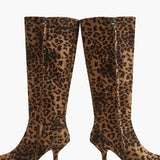 Knæhøje Stiletstøvler med Leopardmønster til Kvinder