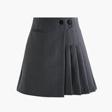 Plisseret Mini Nederdel med Knapper – Klassisk Skoleinspireret Look