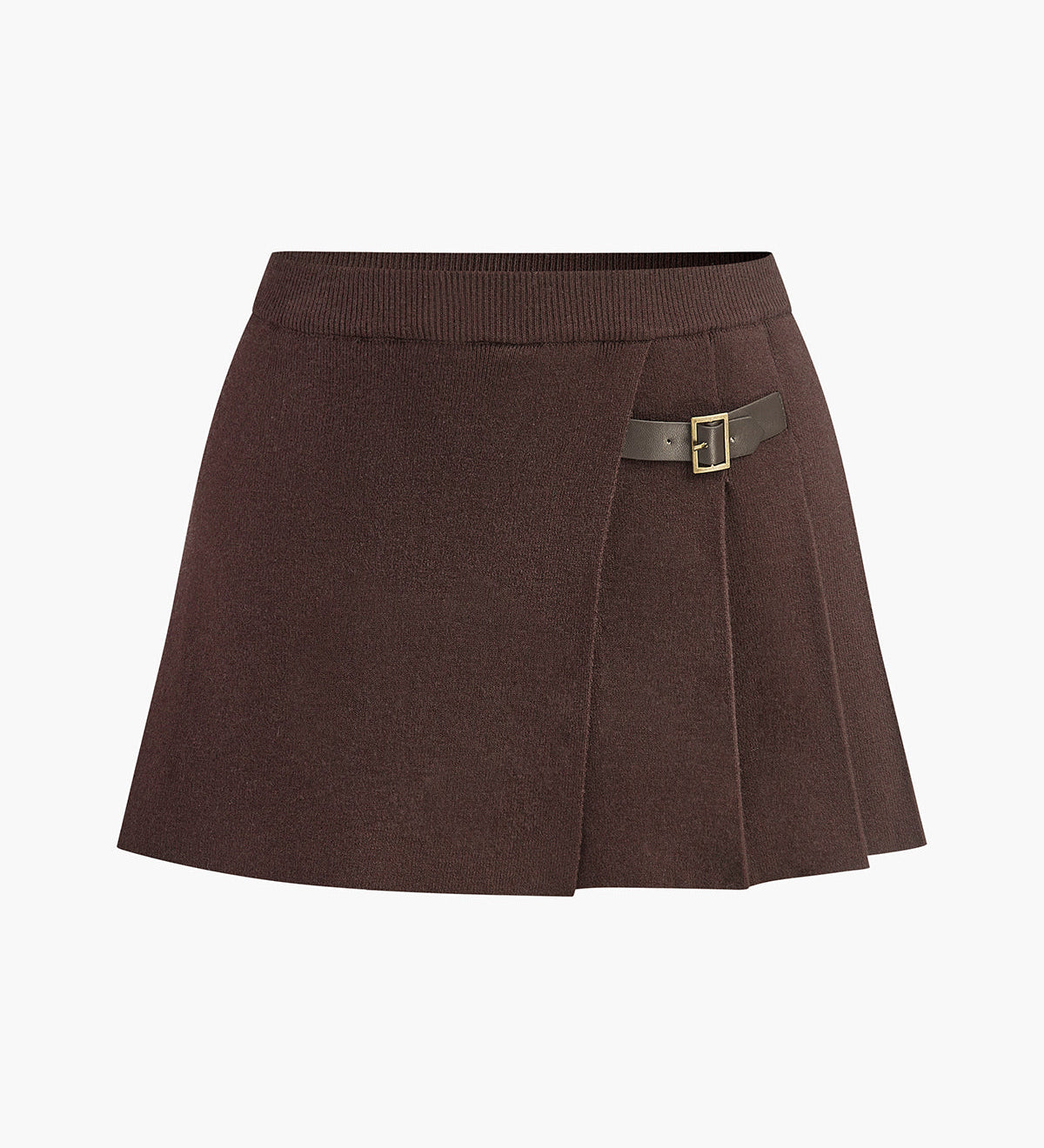 Uld Mini Nederdel med Spænde – Elegant Foldet Design