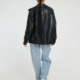 Oversized PU Bomberjakke Dame | Mørkebrun Streetstyle