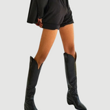 Betty – Moderne Sorte Cowboystøvler i Western-look