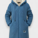 Varm teddyjakke med hætte og afslappet pasform – blød komfort til kolde dage