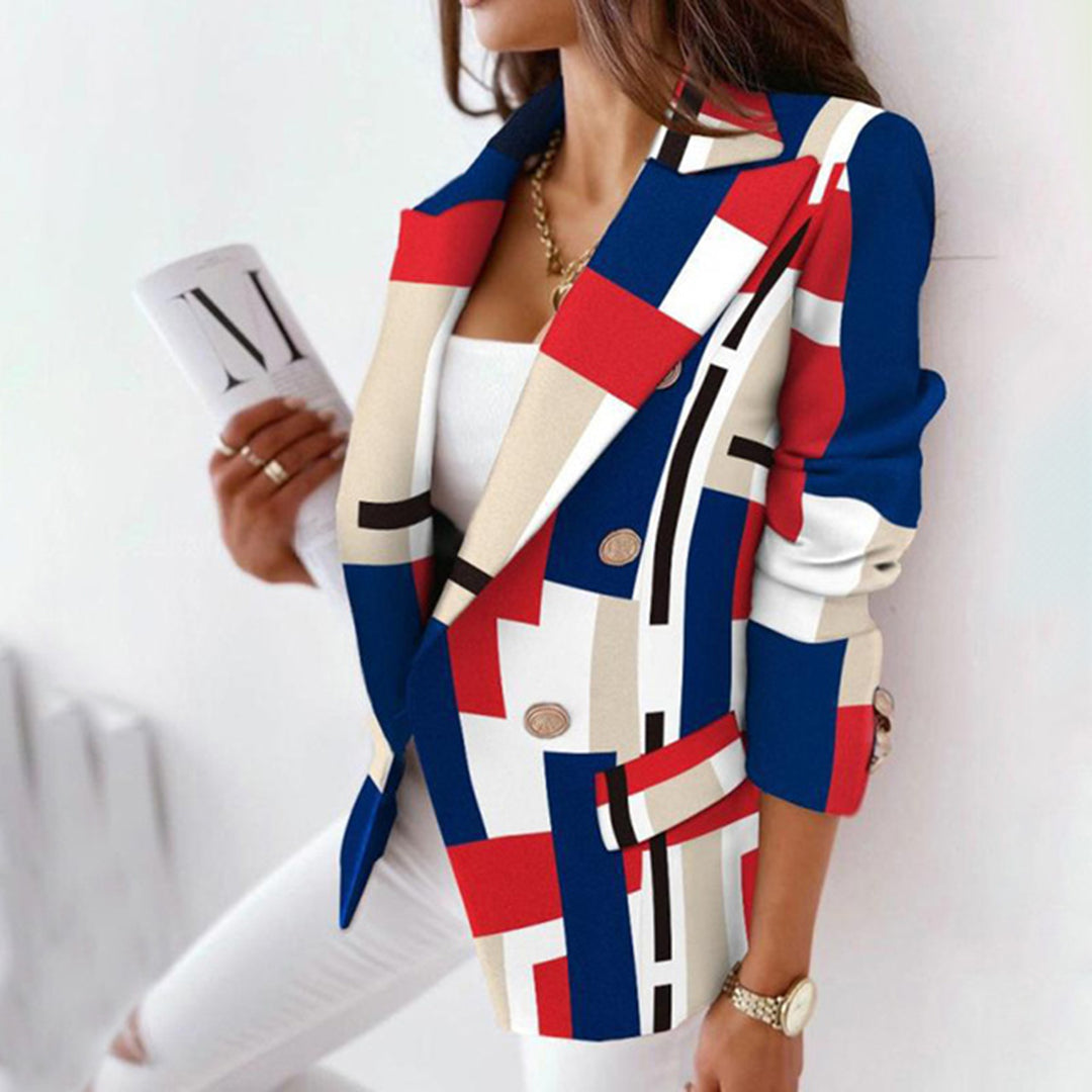 Elegant dame blazer i ternet dobbeltradet design