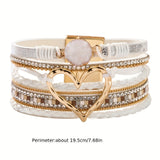 Multilags Læderarmbånd med Hjertevedhæng og Magnetlås