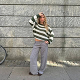 Stribet Striktrøje med Oversized Pasform