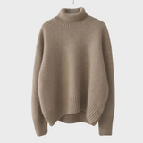 Oversized Rullekrave Striktrøje med Ribdetaljer