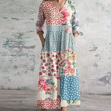 Boheme sommerkjole til kvinder med farverigt patchwork mønster