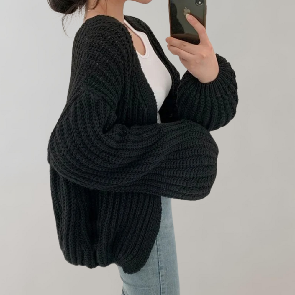 Chunky strik cardigan dame – løs og hyggelig pasform