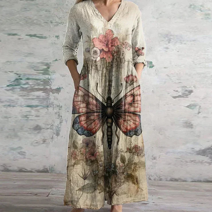 Boheme sommerkjole til kvinder med farverigt patchwork mønster