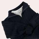 Kabelstrikket Sweater med Lynlåskrave