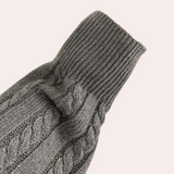 Kabelstrikket Sweater med Lynlåskrave
