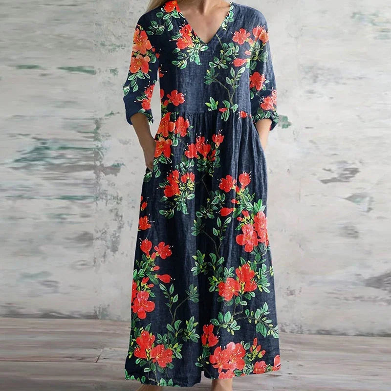 Boheme sommerkjole til kvinder med farverigt patchwork mønster