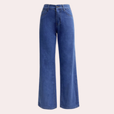 Højtaljede Straight-Leg Jeans i Klassisk Vask