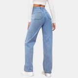 Højtaljede Straight-Leg Jeans i Klassisk Vask
