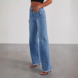 Vide Jeans med Høj Talje og Lige Ben – Moderne Denim Komfort