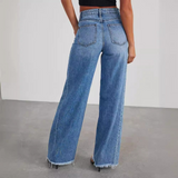Vide Jeans med Høj Talje og Lige Ben – Moderne Denim Komfort
