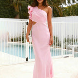 Elegant One Shoulder Midikjole med Slids
