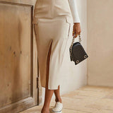 Midi Pencil Skirt med Slids og Cargo-Detaljer