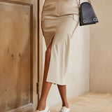 Midi Pencil Skirt med Slids og Cargo-Detaljer