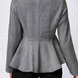 Elegant Kort Blazer med Chevron og Peplum til Kvinder