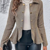 Elegant Kort Blazer med Chevron og Peplum til Kvinder