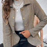 Elegant Kort Blazer med Chevron og Peplum til Kvinder
