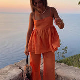 Sommer sæt med top og vide bukser – Elegant og afslappet look