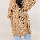 Cardigan Femme Oversize en Grosse Maille avec Poches et Col V
