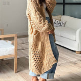 Cardigan Femme Oversize en Grosse Maille avec Poches et Col V